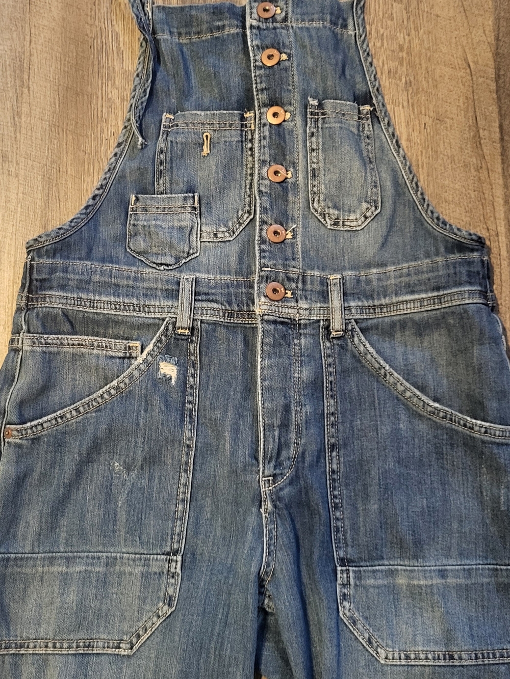 Pilcro By Anthropologie Relaxed Blue Denim Overalls - Picture 2 of 7